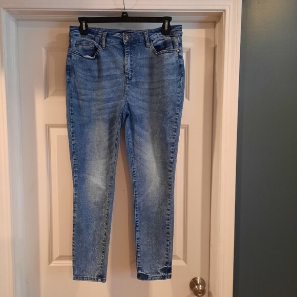 Judy Blue‎ Jeans Womens 15/32 High Rise Skinny Acid Mineral Wash Distressed - Picture 1 of 10